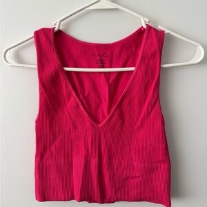 Stylish Pink V-Neck Crop Top